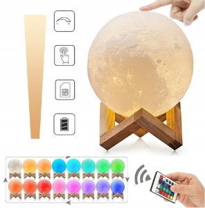 LAMPKA NOCNA 3D Księżyc 48cm MOONLIGHT RGB + pilot stojąca na biurko 15