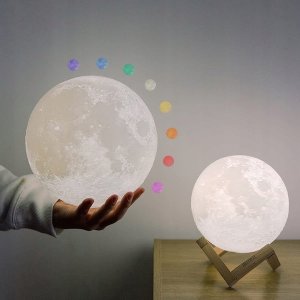 LAMPKA NOCNA 3D Księżyc 48cm MOONLIGHT RGB + pilot stojąca na biurko 2