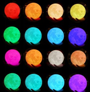 LAMPKA NOCNA 3D Księżyc 48cm MOONLIGHT RGB + pilot stojąca na biurko 8
