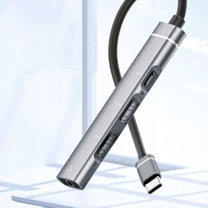 Adapter 4w1 HUB USB-C USB 2.0 Jack 3,5mm 5