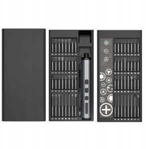 Elektryczny precyzyjny śrubokręt wkrętak z bitami metalowy 68 elementów 12