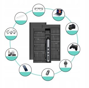 Elektryczny precyzyjny śrubokręt wkrętak z bitami metalowy 68 elementów 8
