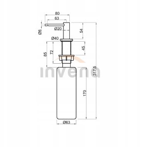Invena dozownik na płyn do mycia naczyń lub mydło Issa, biały AA-23-002-J 3