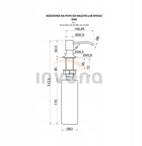 Invena dozownik na płyn do mycia naczyń lub mydło Issa, biały AA-23-002-J 6