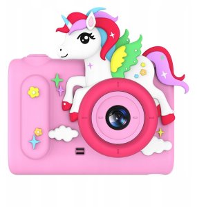 Aparat Cyfrowy 40mp Kamera Hd Obiektyw Selfie Dla Dziecka Gry Mp3 / Xrec H05 / Różowy Jednorożec 7