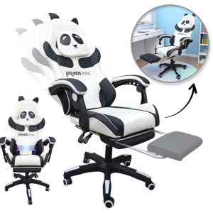 Fotel gamingowy obrotowy PANDA z podnóżkiem i z masażerem KIDS ZONE KO34 1