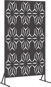 Panel Ogrodzeniowy Metalowy Czarny Metal Duży Wstawki Dekoracyjne 2