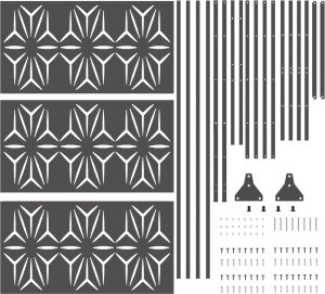 Panel Ogrodzeniowy Metalowy Czarny Metal Duży Wstawki Dekoracyjne 5