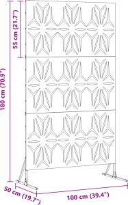 Panel Ogrodzeniowy Metalowy Czarny Metal Duży Wstawki Dekoracyjne 7