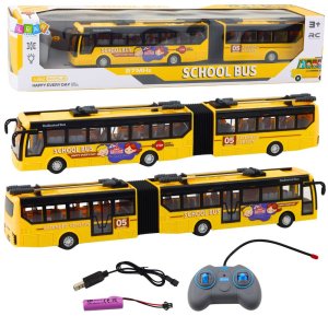 LeanToys Autobus Szkolny Trolejbus Przegubowy Zdalnie Sterowany RC 1:32 Żółty 2