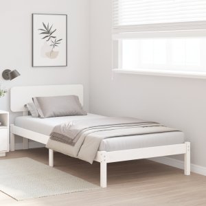vidaXL Rama łóżka z wezgłowiem Biała 90x200 cm z litego drewna sosnowego 5