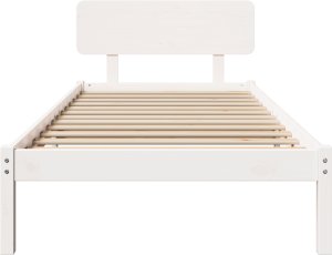 vidaXL Rama łóżka z wezgłowiem Biała 90x200 cm z litego drewna sosnowego 6