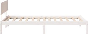 vidaXL Rama łóżka z wezgłowiem Biała 90x200 cm z litego drewna sosnowego 7
