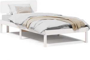 vidaXL Rama łóżka z zagłówkiem biała 90x190 cm z litego drewna sosnowego (872129) 4