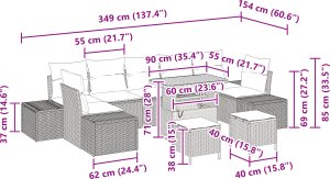 10-częściowy zestaw sofy ogrodowej z poduszkami szary polirattan 12