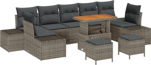 10-częściowy zestaw sofy ogrodowej z poduszkami szary polirattan 2