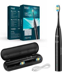 Soniczna szczoteczka do zębów TEESA SONIC 2 czarna , 5 trybów pracy, etui podróżne , USB typ C 16