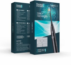 Soniczna szczoteczka do zębów TEESA SONIC 2 czarna , 5 trybów pracy, etui podróżne , USB typ C 7