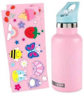 Butelka termiczna z naklejkami 380ml różowa 1