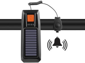 Lampka rowerowa przednia led z klaksonem sygnałem solarna na kierownicę 2