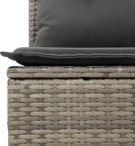 Zestaw 8-częściowej sofy ogrodowej z poduszkami czarny poli rattan, Sofa ogrodowa dwuosobowa z przechowywaniem i poduszkami szary poli rattan 1