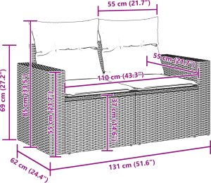 vidaXL 10-elementowy Zestaw Sofy Ogrodowej Z Poduszkami Szary Polirattan Akacja 5