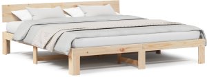 vidaXL Rama łóżka z wezgłowiem 180x200 cm z litego drewna sosnowego 4