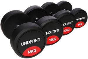 Hantla gumowana 14 kg UNDERFIT do ćwiczeń siłowych fitness 3