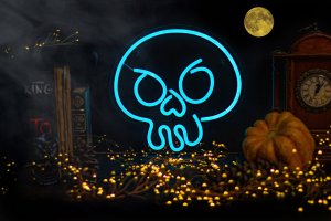 Neon PLEXI LED CZASZKA GRAFFITI turkus FPNE15 Forever Light 3