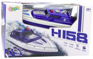 Łódź Motorówka Zdalnie Sterowana RC 1:28 Policyjna Niebieska LEAN Toys 5