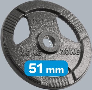 Obciążenie żeliwne olimpijskie 20kg, otwór 51mm, talerz z uchwytami, REBEL ACTIVE 8