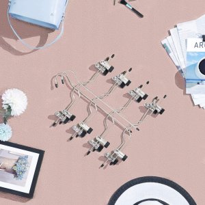 Wieszaki na spodnie i spódnice z klipsami, zestaw 3 oszczędzających miejsce 4-poziomowych metalowych wieszaków na spodnie, z 8 r 2