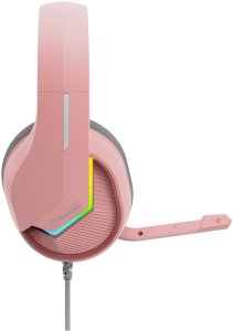 Marvo TACTIC 40, s�uchawki z mikrofonem, przewodowa, r�owa, 2.0, pod�wietlane, USB 3