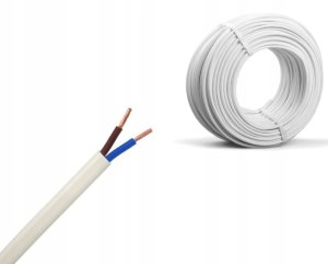 Przewód OWY 2X1,5mm2 giętki okrągły biały 300/500V H05VV-F bęben 9