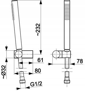 Słuchawka prysznicowa Batmix 841-225-81 / KFA / MOZA /  NATRYSK PUNKTOWY PREMIUM, UCHWYT PRZEGUBOWY ŚCIENNY + WĄŻ PVC 1500 MM CZARNY / 2