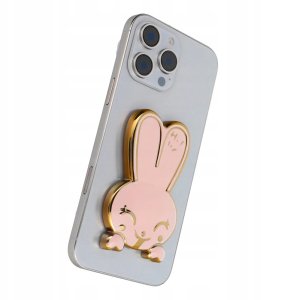 Stojak na telefon KRÓLICZEK - naklejany - różowy 2