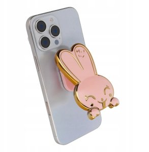 Stojak na telefon KRÓLICZEK - naklejany - różowy 3