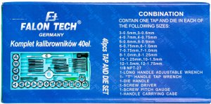 GWINTOWNIKI I NARZYNKI 40szt M3-M12 KALIBROWNIKI 3