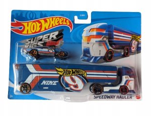 Mattel Hot Wheels Super Rigs Transporter Speedway Hauler + auto DKF85 1