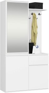 Szafa do przedpokoju z lustrem ENTRO 95 cm duża garderoba wieszaki - biała 1