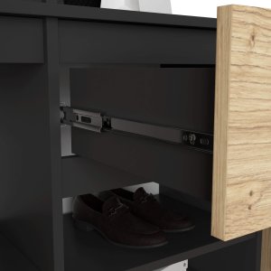 Szafa do przedpokoju z lustrem ENTRO 95 cm duża garderoba wieszaki - czarna artisan 4