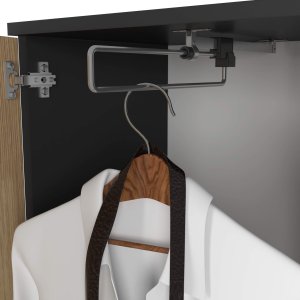 Szafa do przedpokoju z lustrem ENTRO 95 cm duża garderoba wieszaki - czarna artisan 5