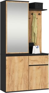 Szafa do przedpokoju z lustrem ENTRO 95 cm duża garderoba wieszaki - czarna craft 1