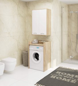 Szafka wisząca łazienkowa FIN 64 cm 2 drzwi 4 półki pojemna - sonoma biała 4