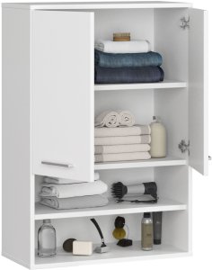Szafka wisząca łazienkowa FIN 64 cm 2 drzwi 4 półki otwarta - biała 2