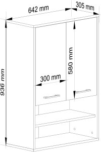 Szafka wisząca łazienkowa FIN 64 cm 2 drzwi 4 półki otwarta - biała sonoma 3
