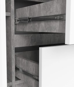 Komoda do salonu 101 cm 2 drzwi 3 szuflady 4 półki pojemna - beton biała 4