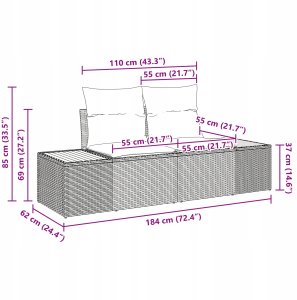 vidaXL 5-częściowy zestaw sof ogrodowych z poduszkami w beżowym poli rattan, 2-osobowa sofa ogrodowa z miejscem do przechowywania i poduszkami w beżowym poli rattan 13