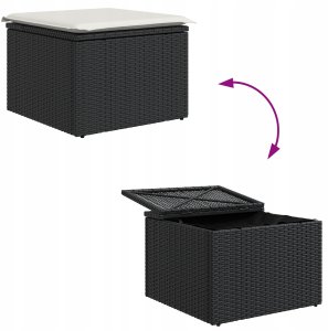 Zestaw 6-częściowy sofy ogrodowej vidaXL z poduszkami czarny polirattan akacja, Sofa ogrodowa vidaXL dla 2 osób z miejscem na przechowywanie i poduszkami czarny polirattan 12