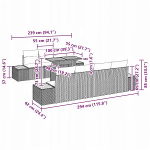 vidaXL Zestaw Sofy Ogrodowej 8-częściowy z Poduszkami Czarny Polirattan, Sofa Ogrodowa dla 2 osób z Przechowaniem i Poduszkami Czarny Polirattan 12